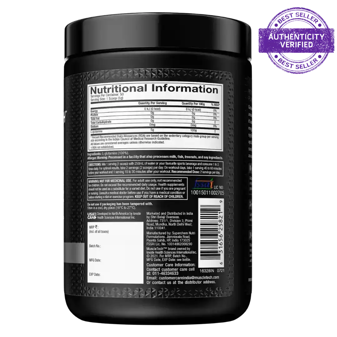Muscletech Platinum Glutamine Unflavoured 250 gm