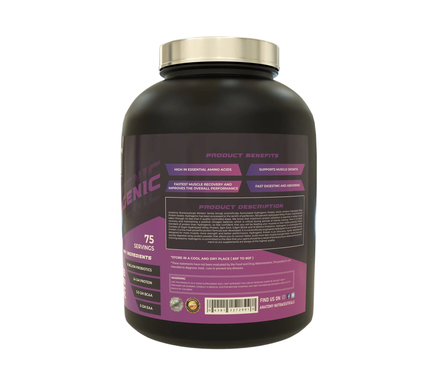 Anatomy Nutraceuticals Hydrogenic Hydrolized Whey Protein Isolate 5 Lbs