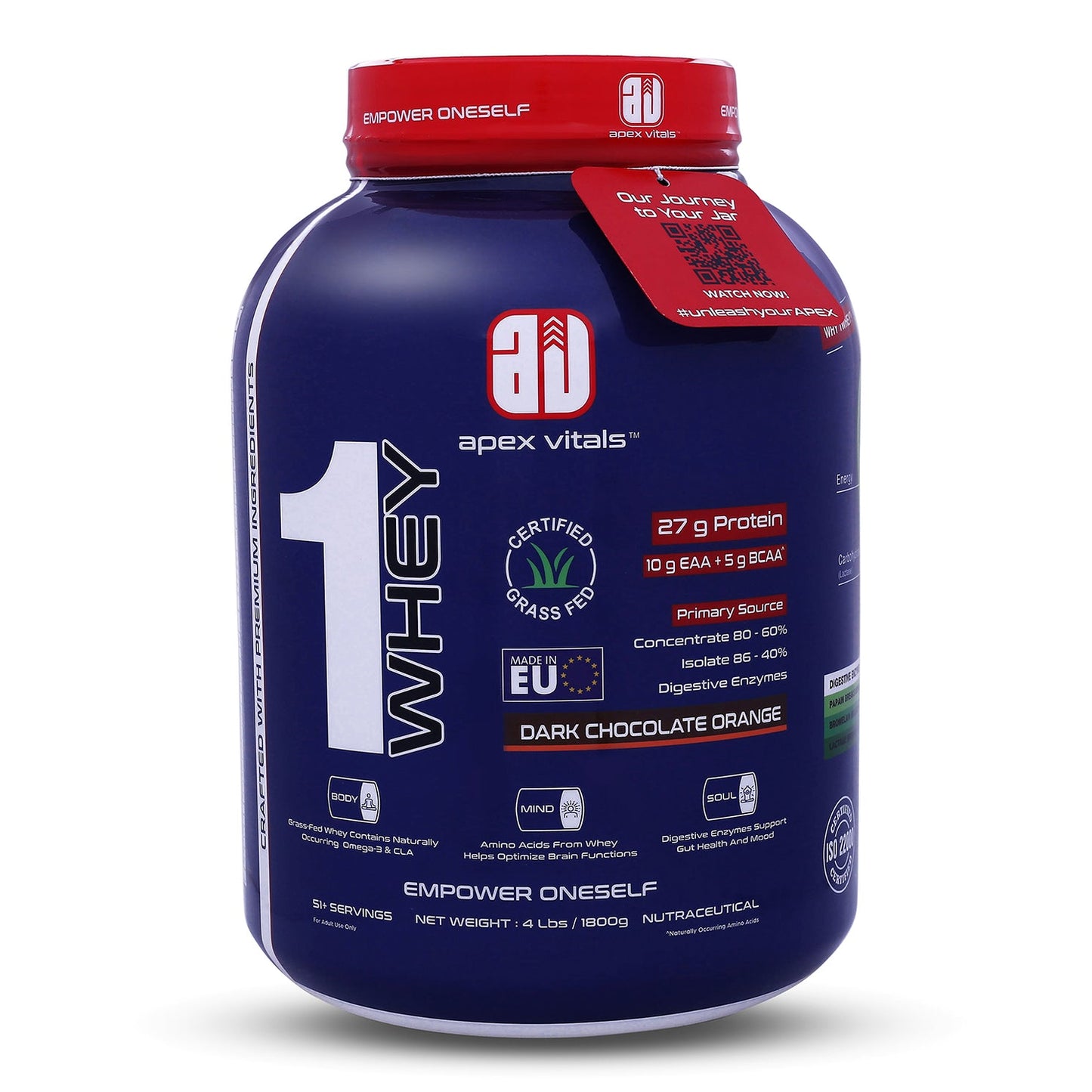 Apex Vitals 1 Whey Protein 51+ Servings 4 Lbs