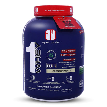 Apex Vitals 1 Whey Protein 51+ Servings 4 Lbs