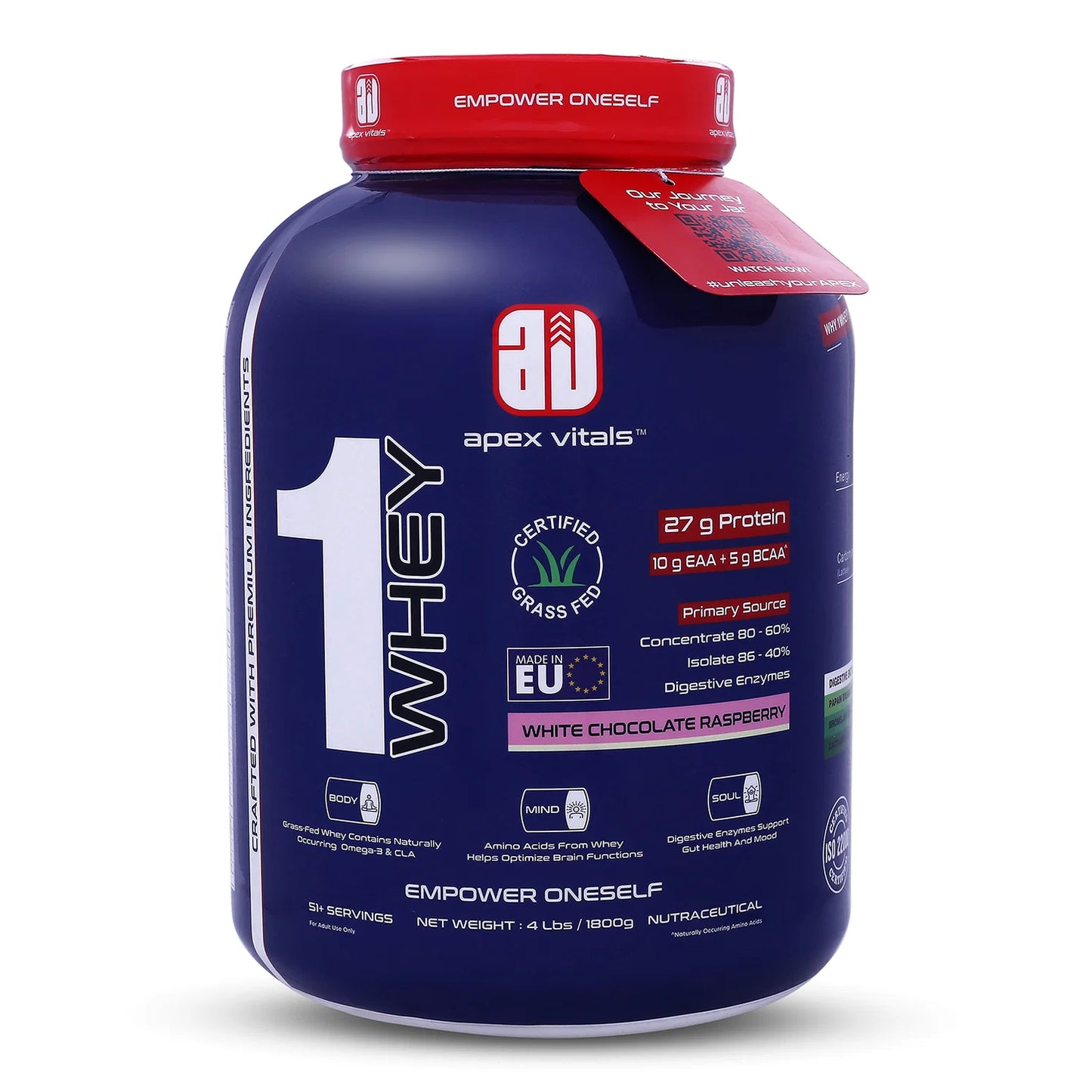 Apex Vitals 1 Whey Protein 51+ Servings 4 Lbs