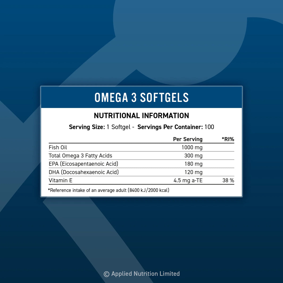 Applied Nutrition Omega-3(100 Softgels)