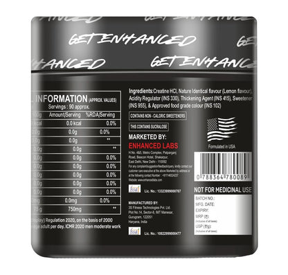 Enhanced Labs Creatine HCL(90 Servings)