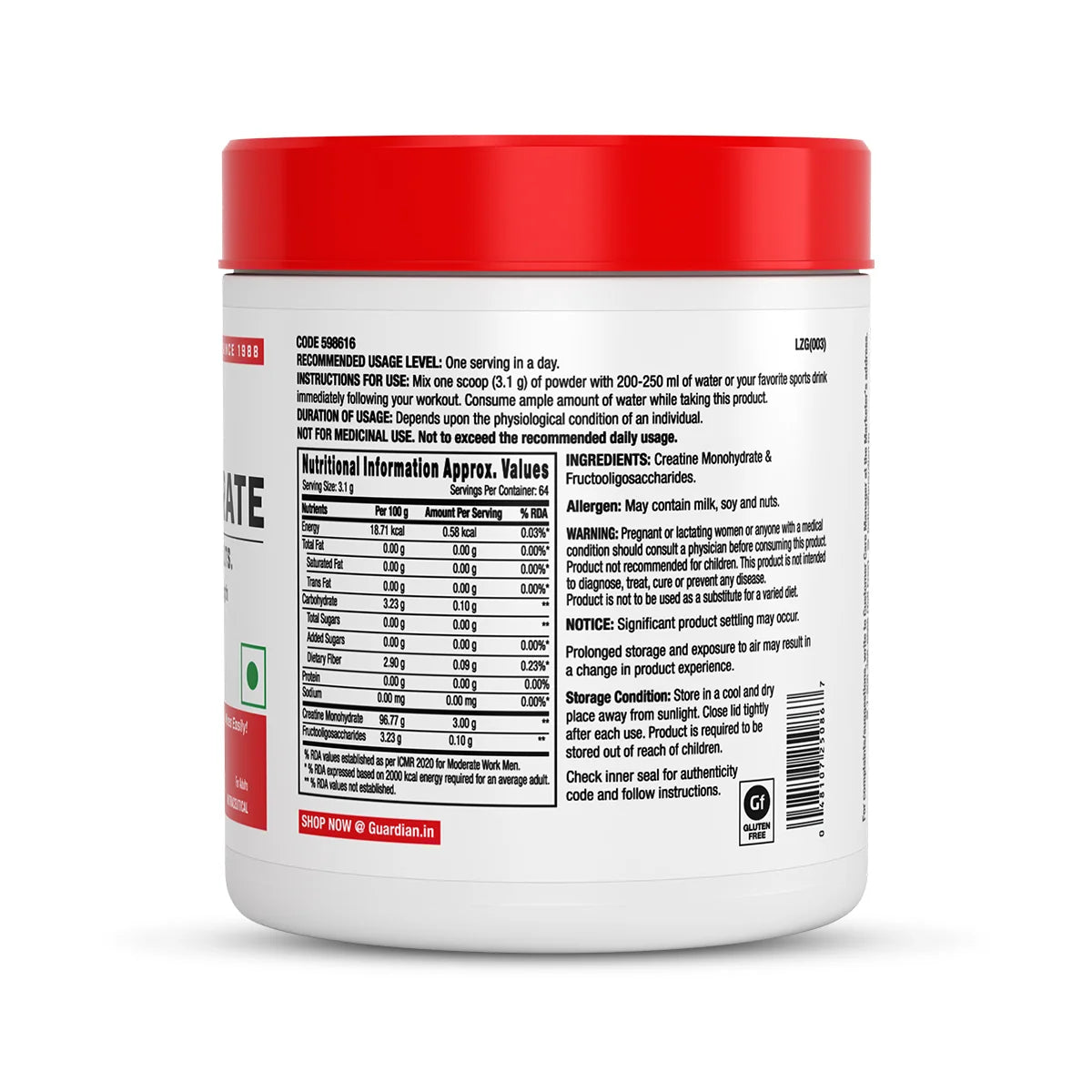 GNC Pro Performance Creatine Monohydrate 250gm