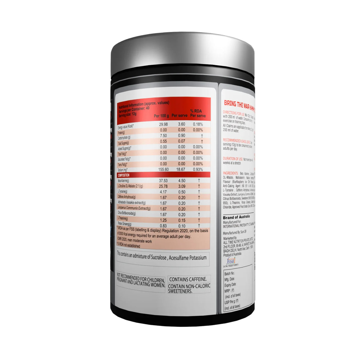 International Protein War Hammer Pre-Workout
