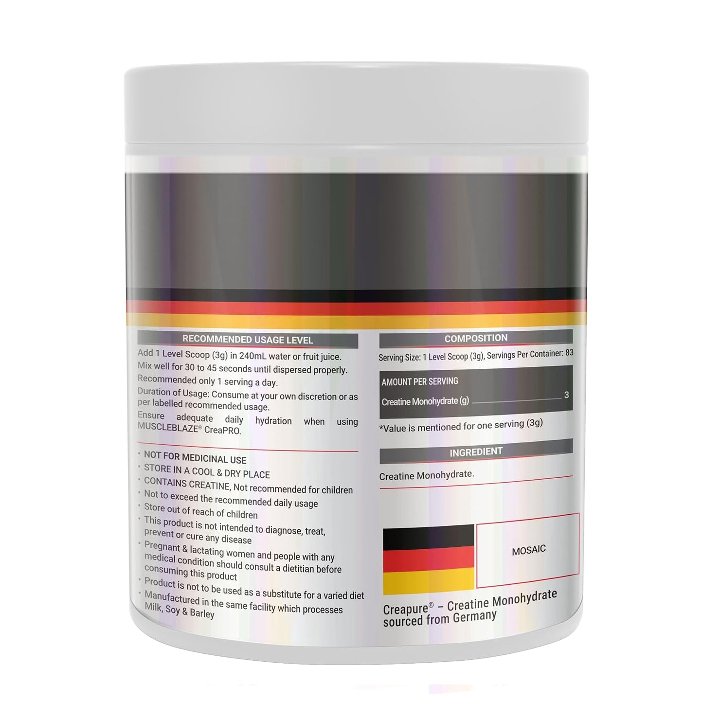 Muscleblaze CREAPRO Creatine Monohydrate 83 Servings 250 gm