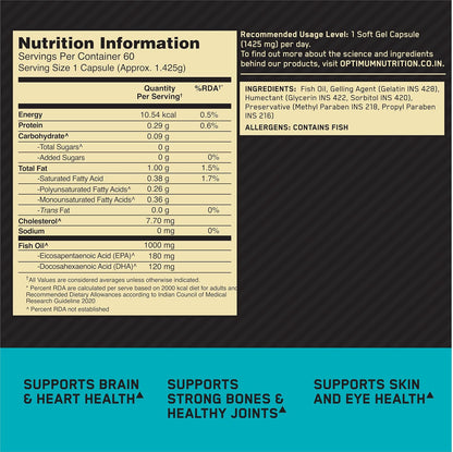 Optimum Nutrition Fish Oil Softgels(60 Softgels)