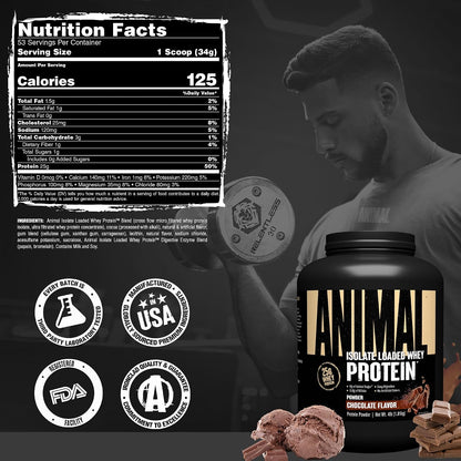 Universal Nutrition Animal Isolate Loaded Whey Protein Powder 4 Lbs